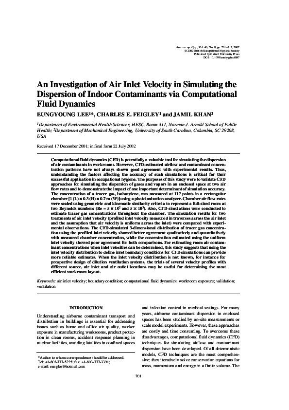 (PDF) An Investigation of Air Inlet Velocity in Simulating the ...