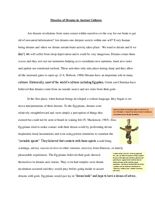 First page of “Ancient Theories about Dreams”