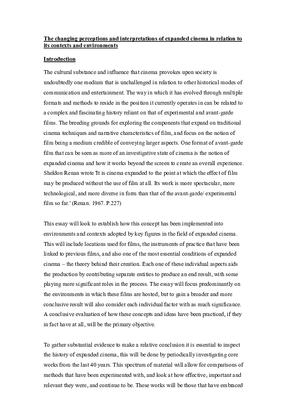 (DOC) The changing perceptions and interpretations of expanded cinema