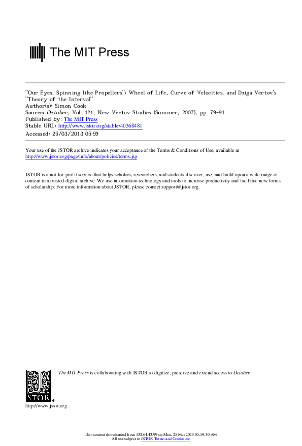 First page of “Dziga Vertov's theory of vision”