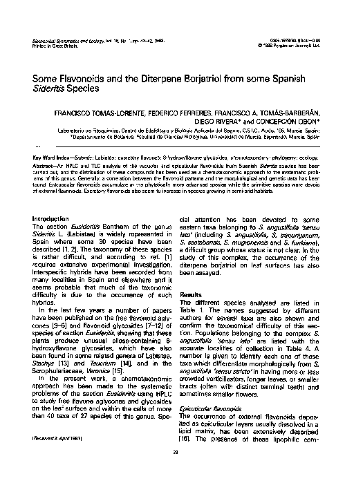(PDF) Some Flavonoids and the Diterpene Borjatriol from some Spanish