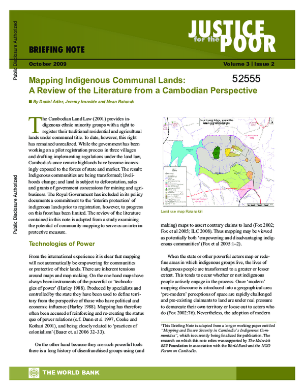 (PDF) Mapping indigenous communal lands: a review of the literature ...
