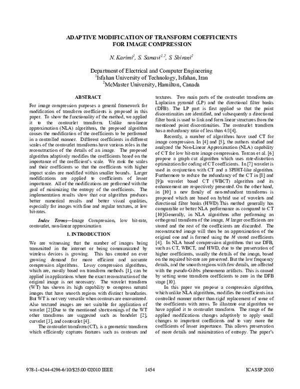 (PDF) ADAPTIVE MODIFICATION OF TRANSFORM COEFFICIENTS FOR IMAGE COMPRESSION