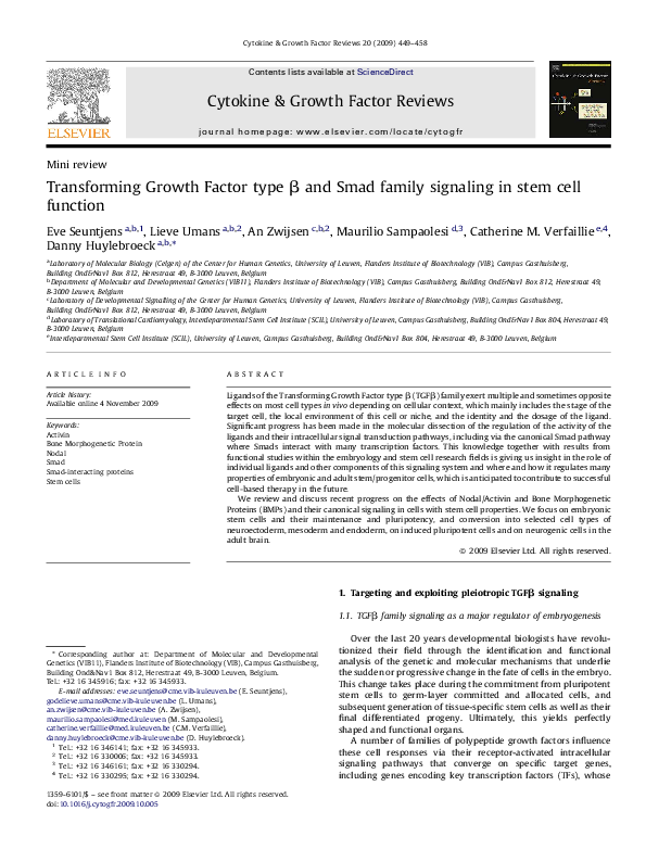 (PDF) Transforming Growth Factor type β and Smad family signaling in ...