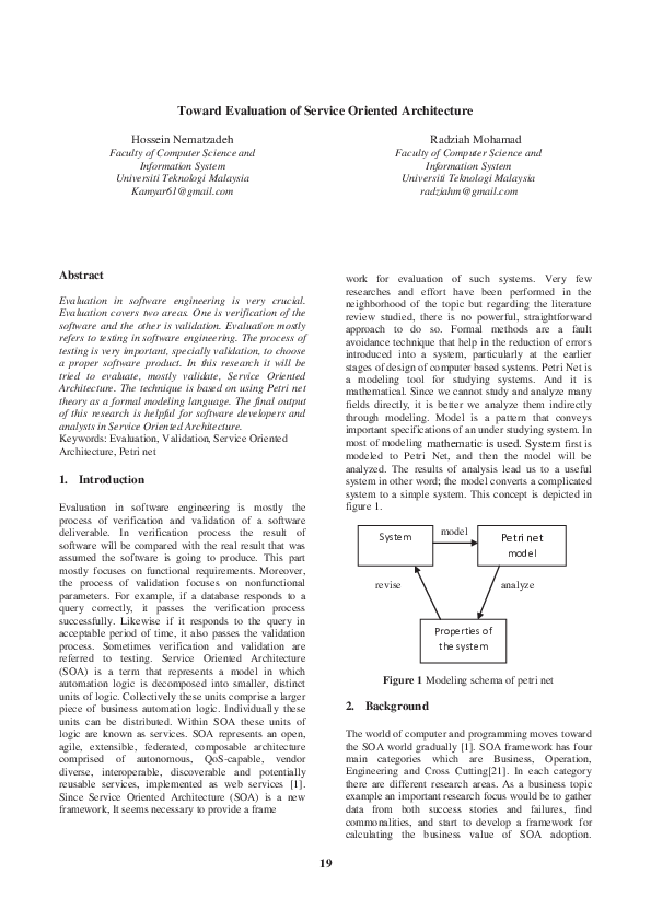 (PDF) Toward Evaluation of Service Oriented Architecture