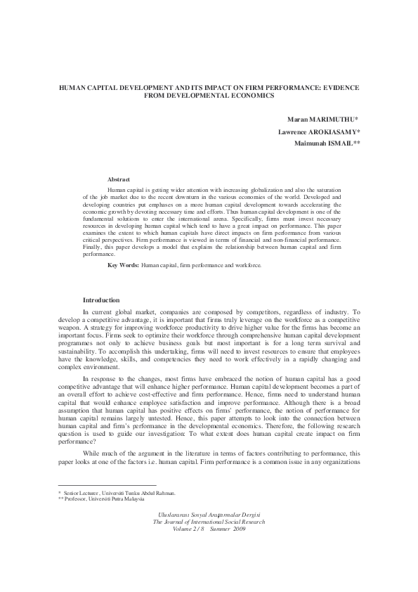 (PDF) Human capital development and its impact on firm performance ...