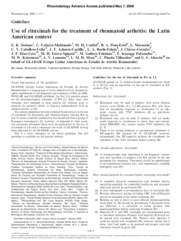 (PDF) Use of rituximab for the treatment of rheumatoid arthritis: the ...