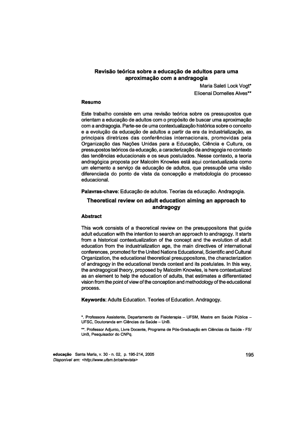 Revisão teórica de educação de adultos