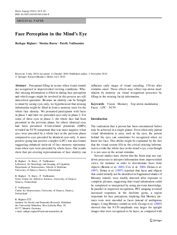 (PDF) Face perception in the mind’s eye Nicolas Burra Academia.edu