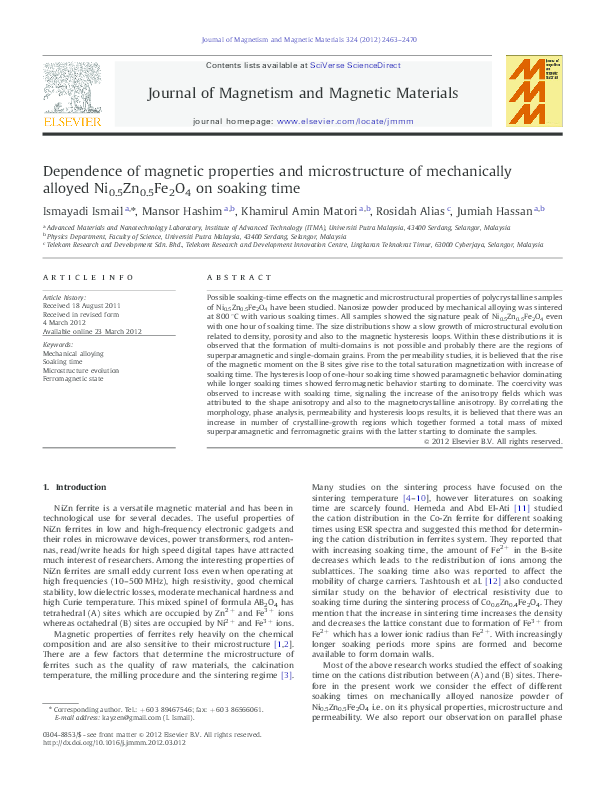 (PDF) Dependence of magnetic properties and microstructure of ...