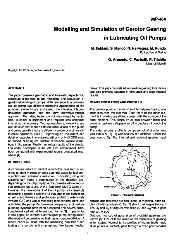 (PDF) Modeling and simulation of gerotor gearing in lubricating oil