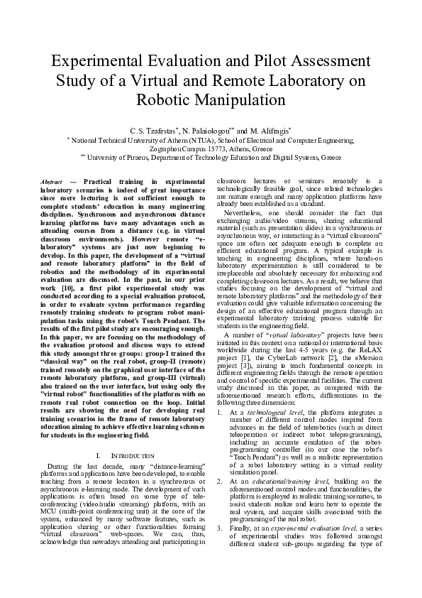 (PDF) Experimental evaluation and pilot assessment study of a virtual ...