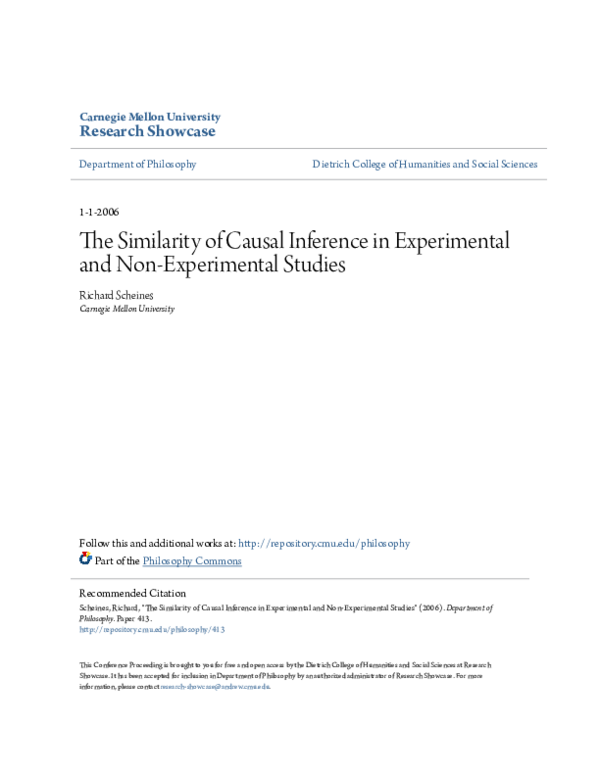 (PDF) The Similarity of Causal Inference in Experimental and Non ...