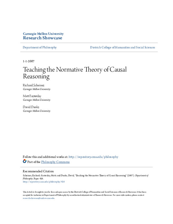 (PDF) Teaching the normative theory of causal reasoning