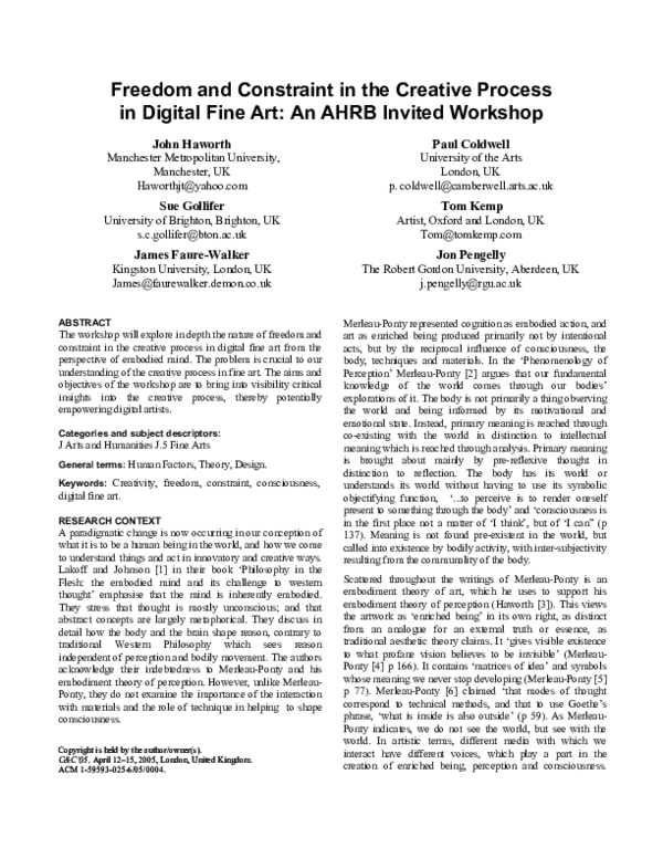 (PDF) Freedom and constraint in the creative process in digital fine ...