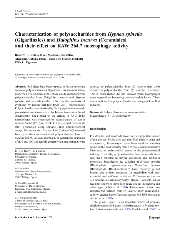 (PDF) Characterization of polysaccharides from Hypnea spinella ...