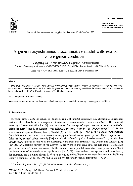(PDF) A general asynchronous block iterative model with related ...