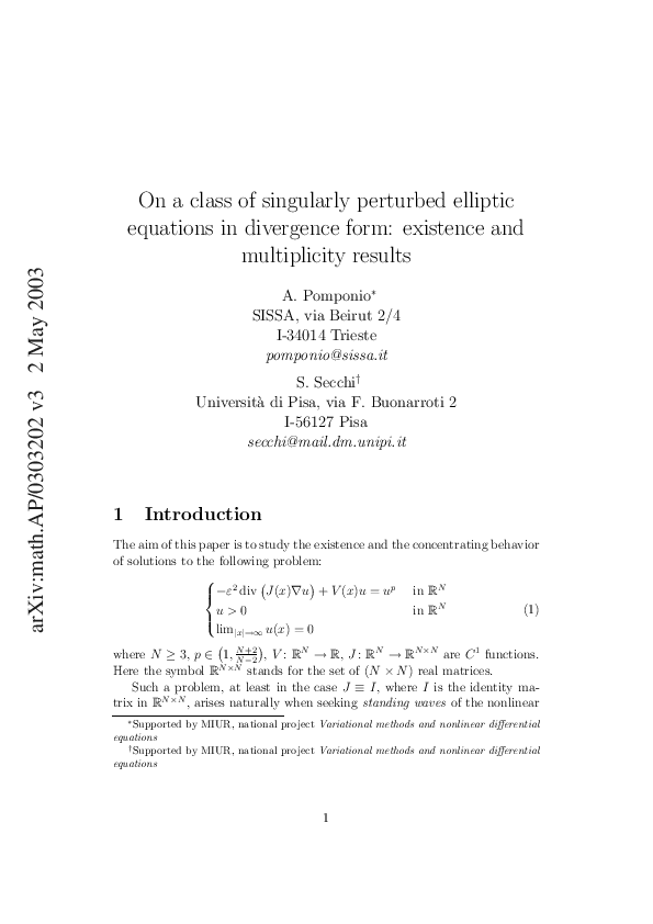 (PDF) On a class of singularly perturbed elliptic equations in ...