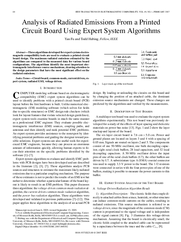 (PDF) Analysis of radiated emissions from a printed circuit board using ...