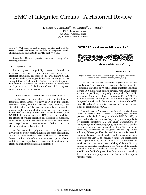 (PDF) EMC of Integrated Circuits A Historical Review Todd Hubing