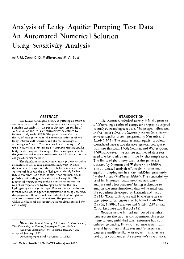 (PDF) Analysis of leaky aquifer pumping test data: An automated ...