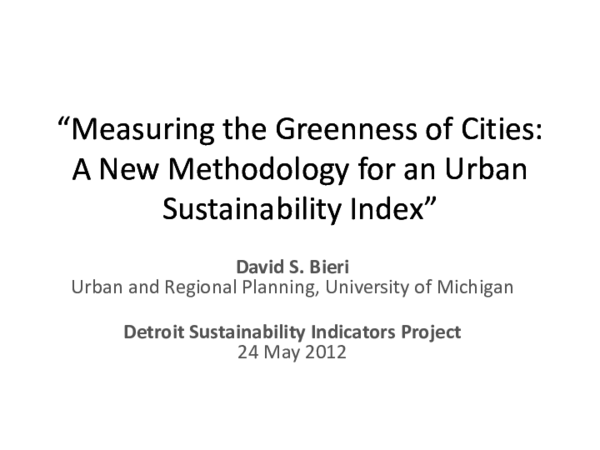 (PDF) Measuring the Greenness of Cities A New Methodology for an Urban ...