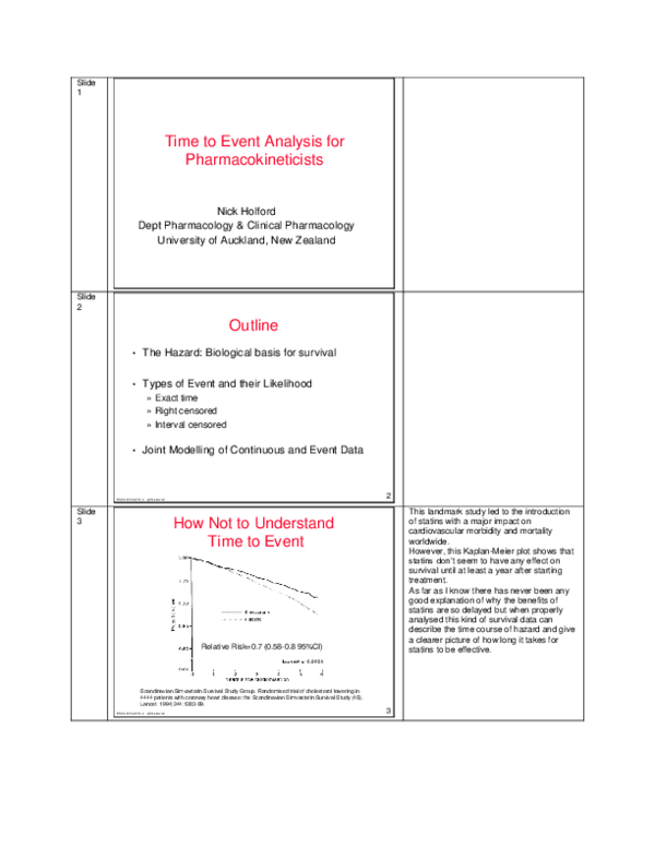(PDF) Time to Event Analysis for Pharmacokineticists