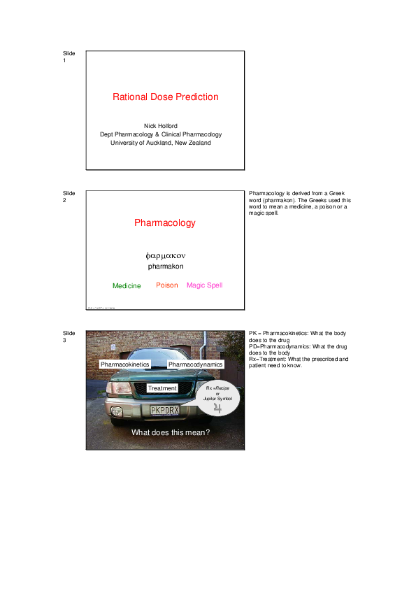 (pdf) rational dose prediction | nick holford - academia.edu
