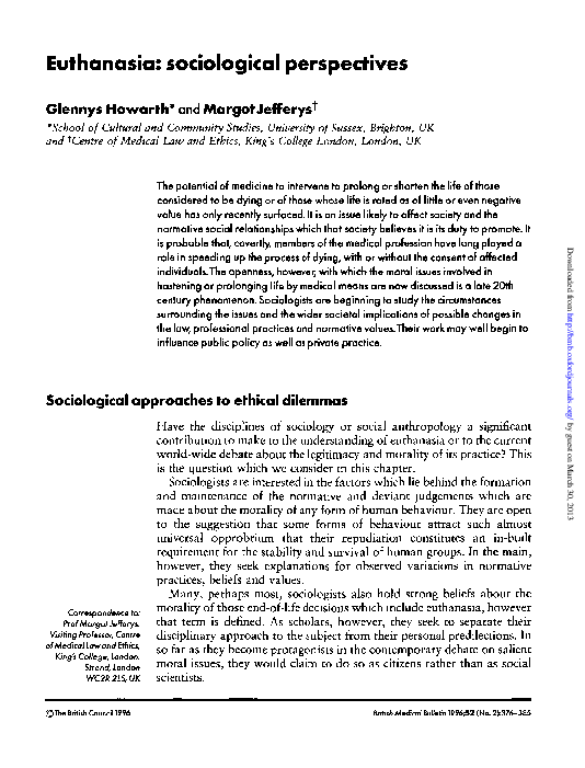 Essays euthanasia sociological image