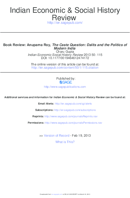 (PDF) The Caste Question: Dalits and the Politics of Modern India