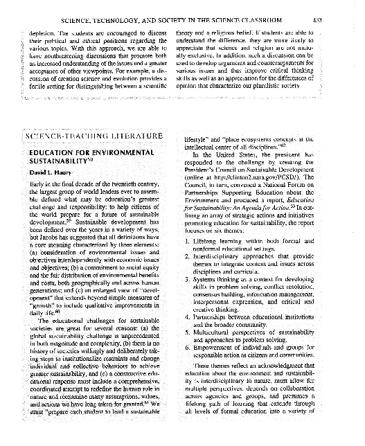 (PDF) Education for environmental sustainability