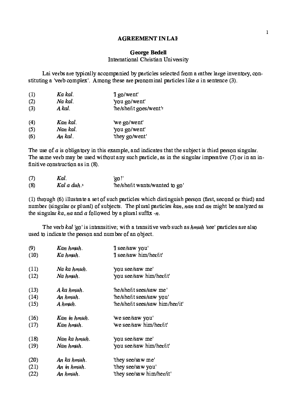 (PDF) Agreement in Lai