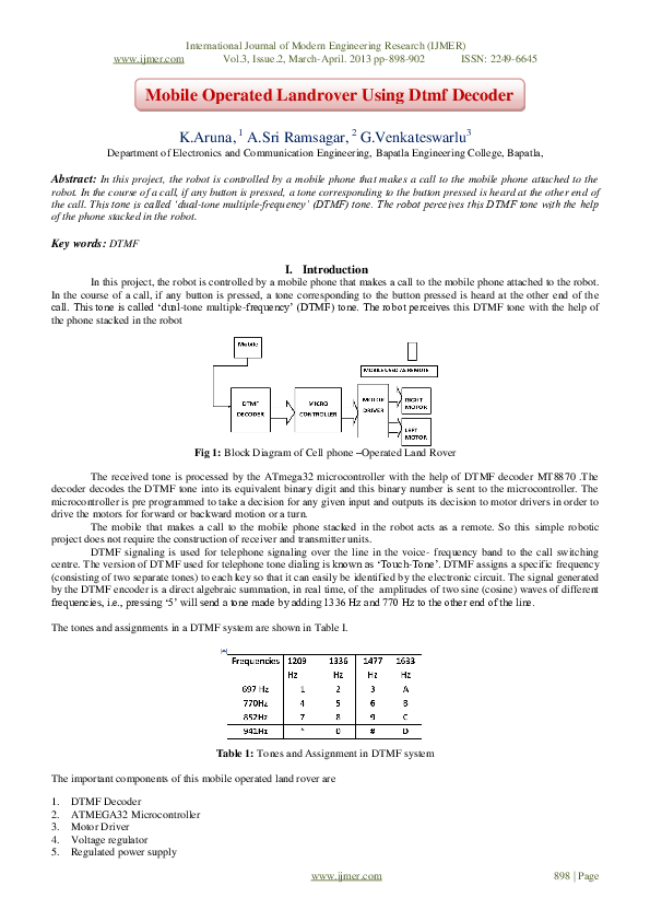 (PDF) Mobile Operated Landrover Using Dtmf Decoder