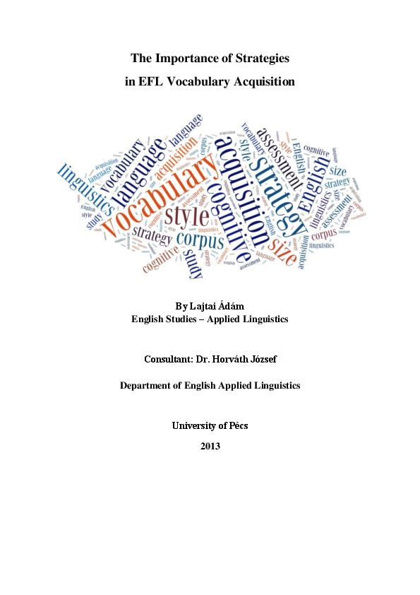 (PDF) The Importance of Strategies in EFL Vocabulary Acquisition