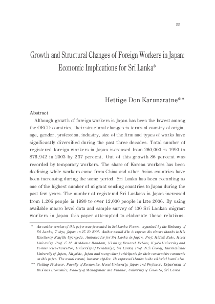 (PDF) Growth and Structural Changes of Foreign Workers in Japan ...