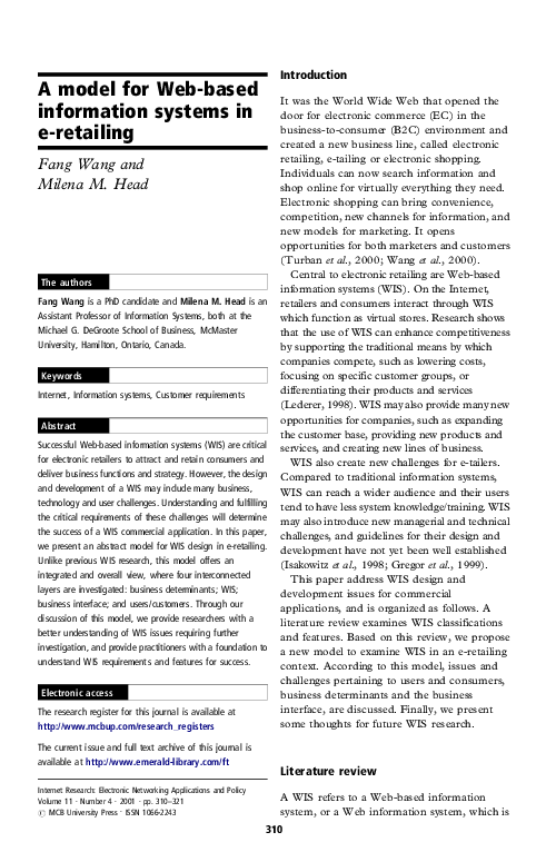 (PDF) A model for Web-based information systems in e-retailing