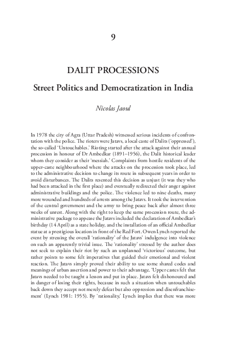 (PDF) Dalit processions: street politics and democratization in India