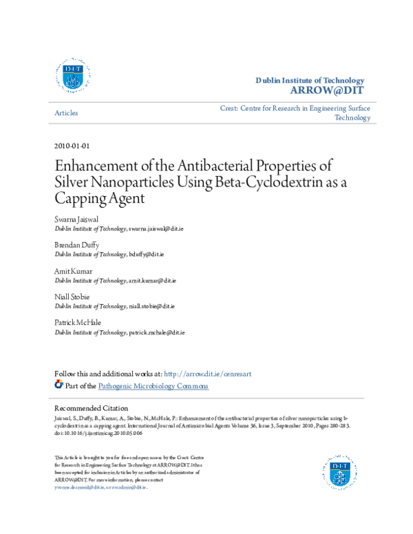 (PDF) Enhancement of the antibacterial properties of silver ...