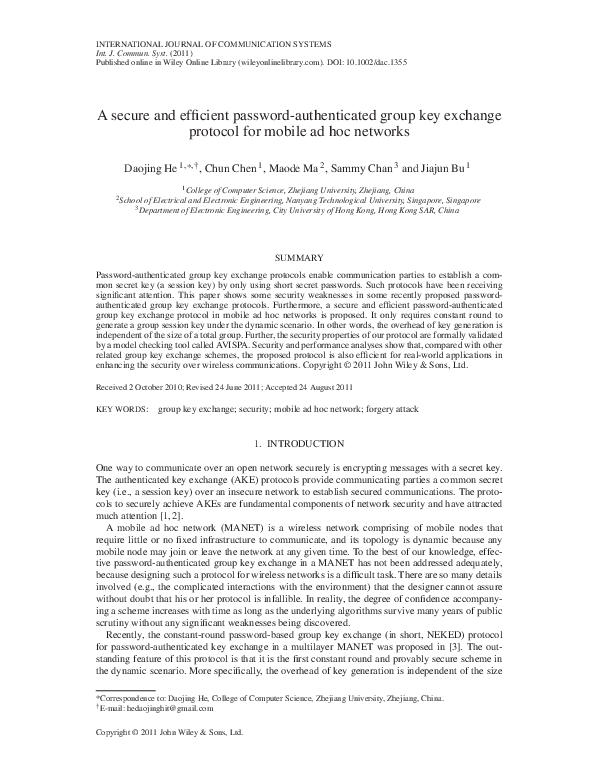 (PDF) A secure and efficient password‐authenticated group key exchange ...