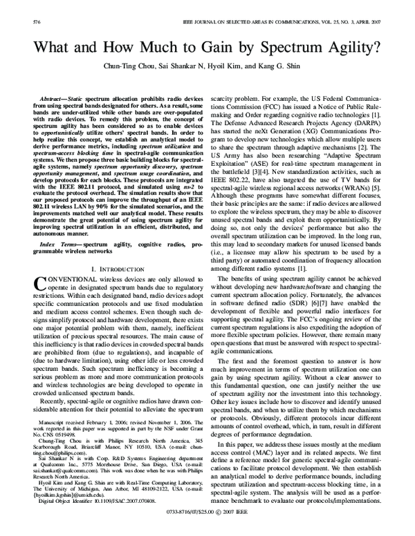 (PDF) What and how much to gain by spectrum agility?