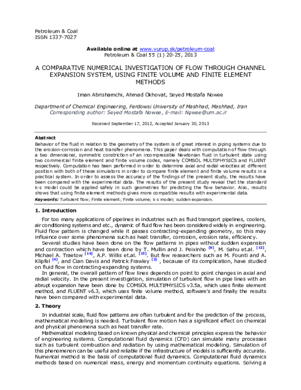(PDF) A COMPARATIVE NUMERICAL INVESTIGATION OF FLOW THROUGH CHANNEL ...