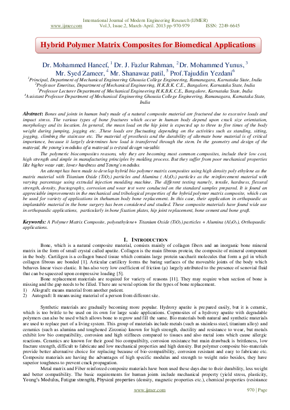 (PDF) Hybrid Polymer Matrix Composites for Biomedical Applications