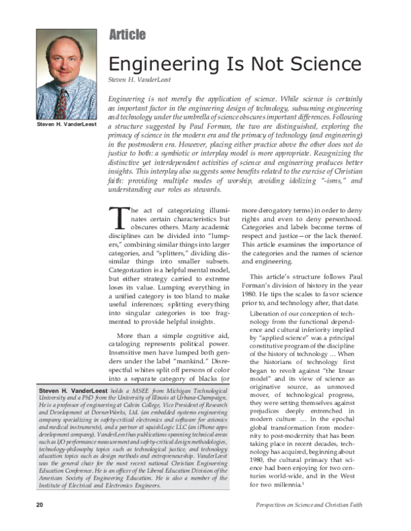 (PDF) Engineering Is Not Science