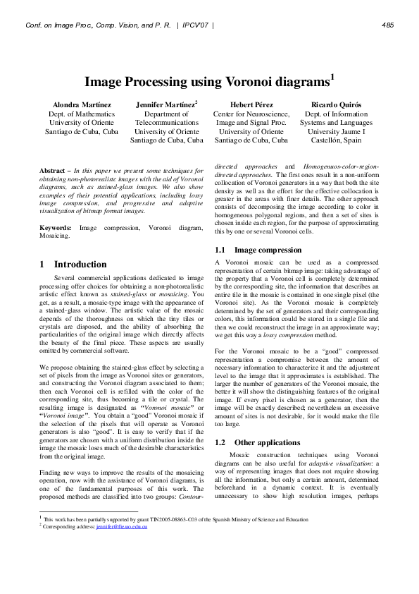 Pdf Image Processing Using Voronoi Diagrams