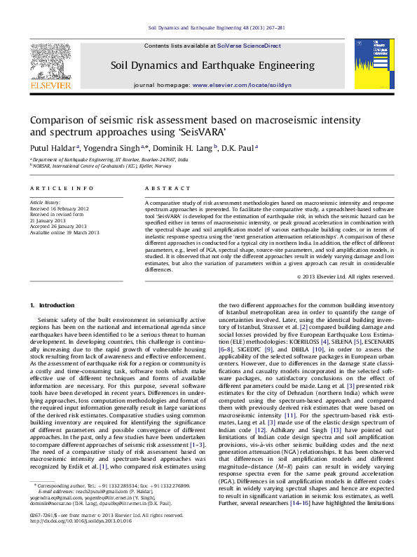 (PDF) Comparison of Seismic Risk Assessment Based on Macroseismic ...