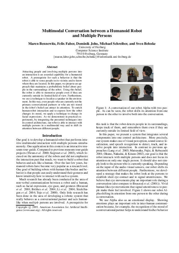 (PDF) Multimodal Conversation between a Humanoid Robot and Multiple Persons