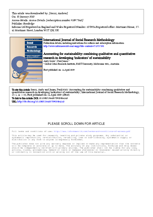 (PDF) 'Accounting for Sustainability Combining Qualitative and