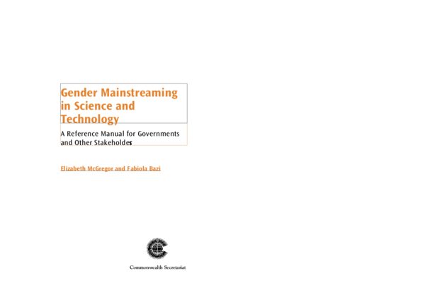 (PDF) Gender mainstreaming in science and technology