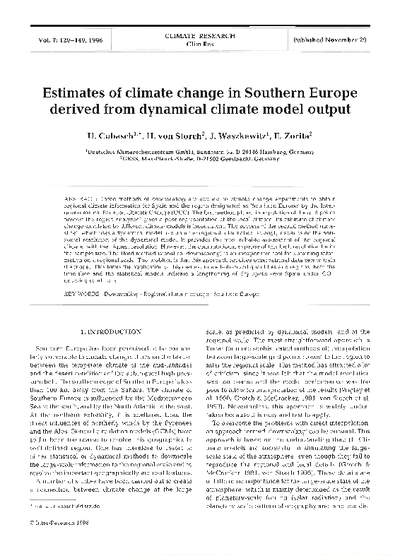 (PDF) Estimates of climate change in Southern Europe derived from ...