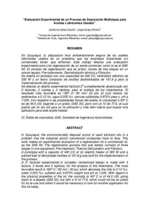 Tesis de aceites lubricantes